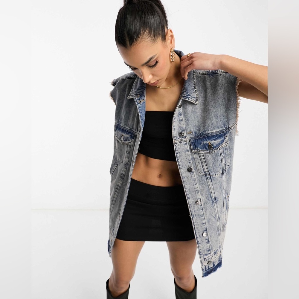 Armani Oversized Denim Sleeveless Jacket - Picture 6 of 13
